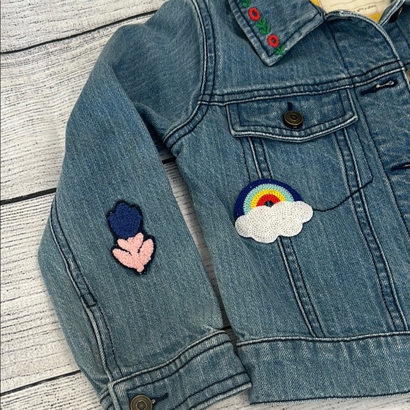 Hanna Andersson Sz 12 Months Infant Girls Denim Jacket w/Patches - Picture 3 of 9